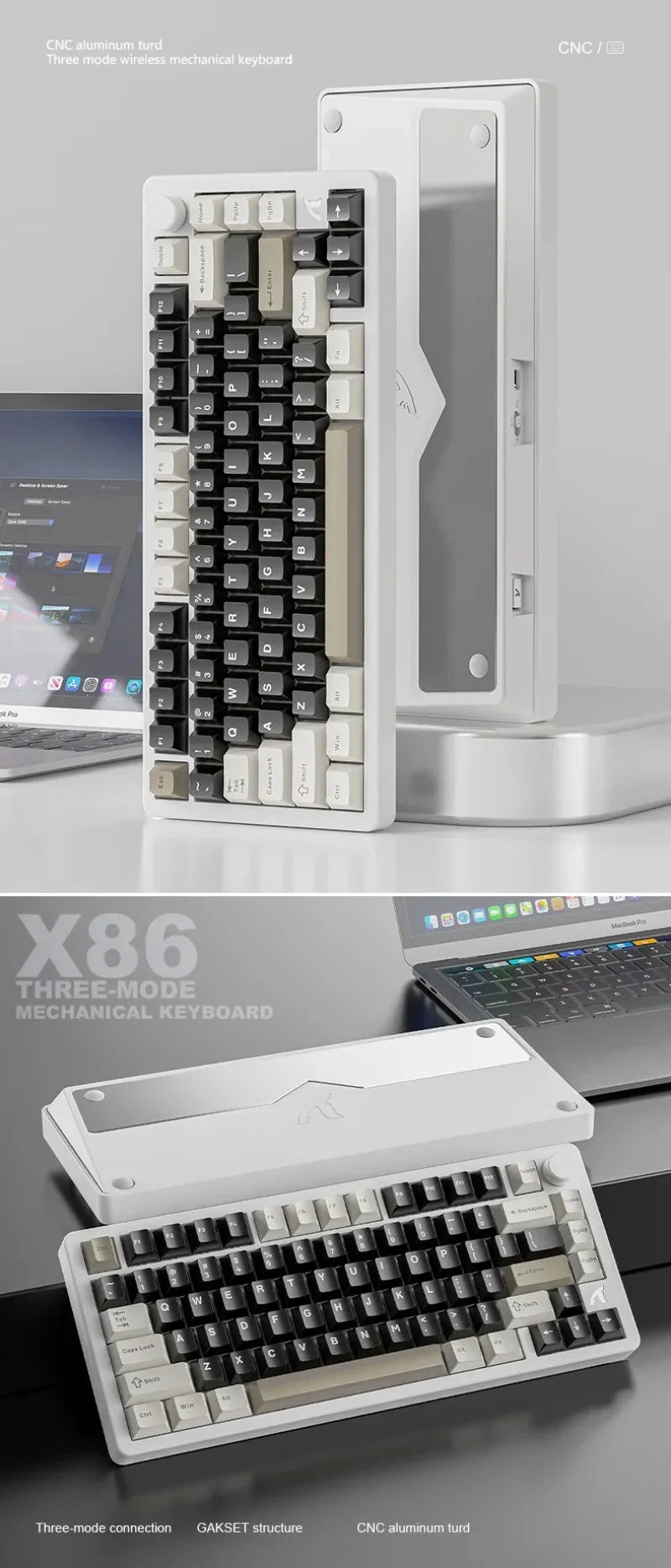 ATTACK SHARK X86 75% Aluminum Wireless Mechanical Gaming Keyboard