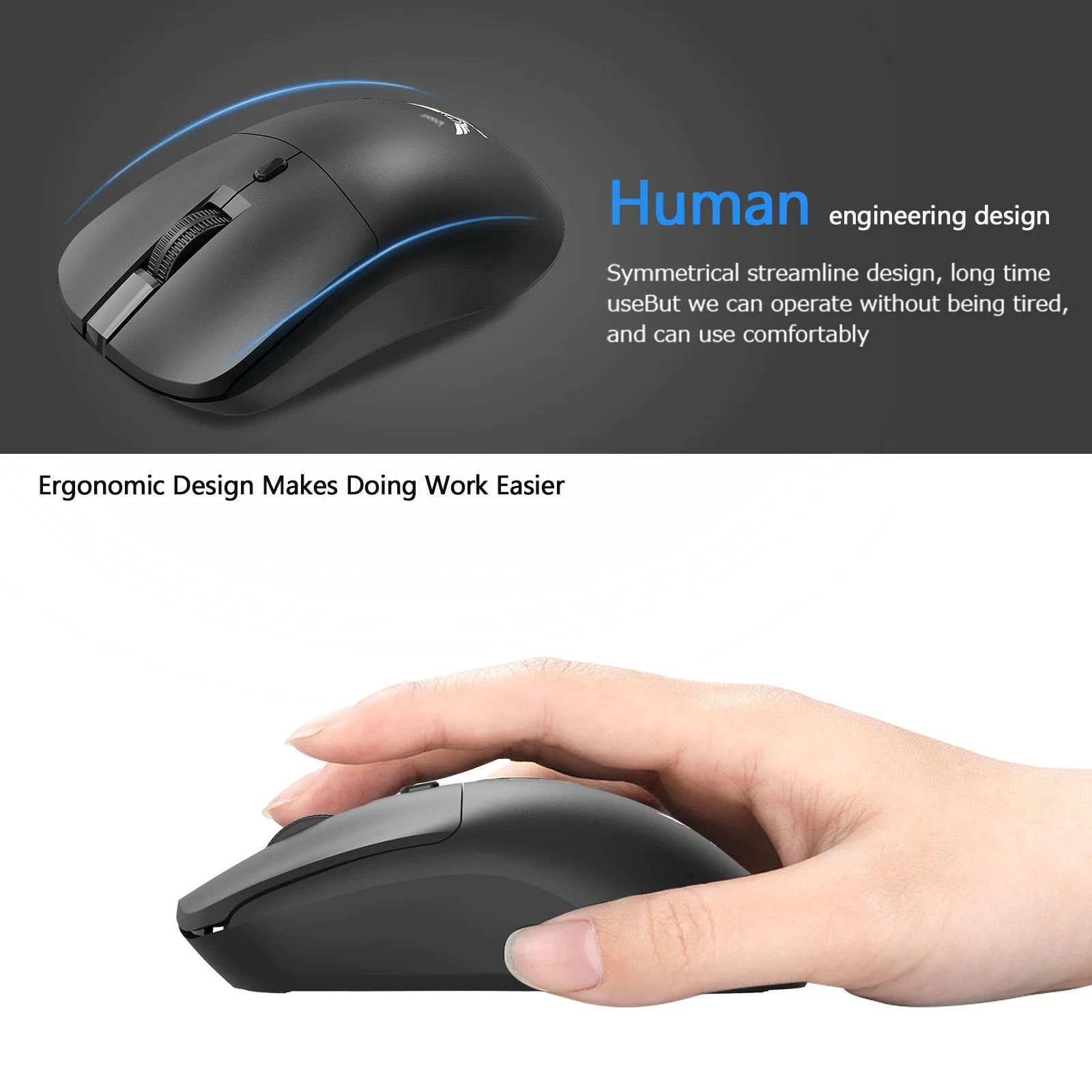 2.4G Wireless Mouse Ergonomic Adjustable 800-1200-1600 DPI SuperLight