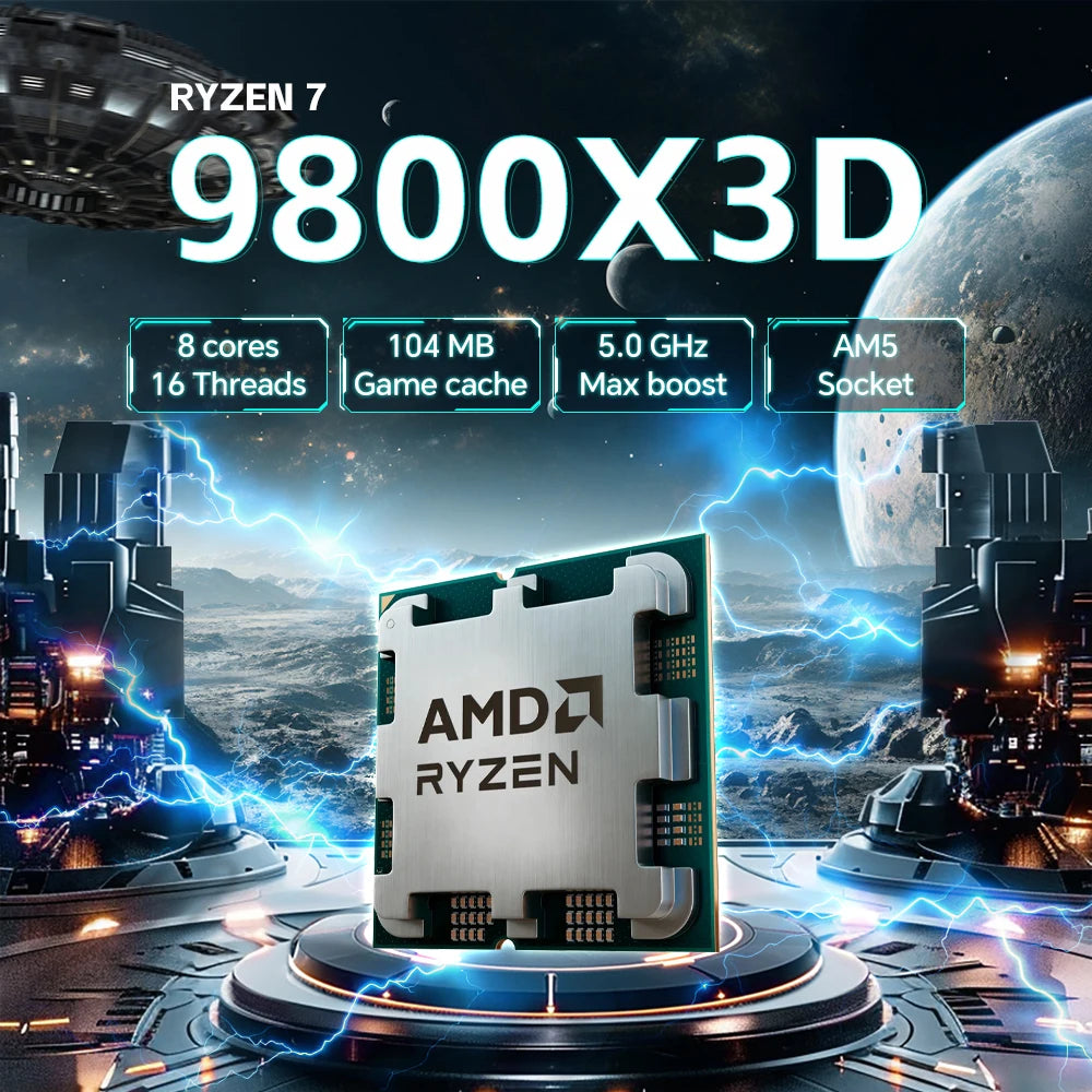 AMD Ryzen 7 9800X3D 8-Core 16-Thread NEW 4.7GHz L3=96M 120W Processor DDR5 Socket AM5 4NM R7 9800X3D but No Fan
