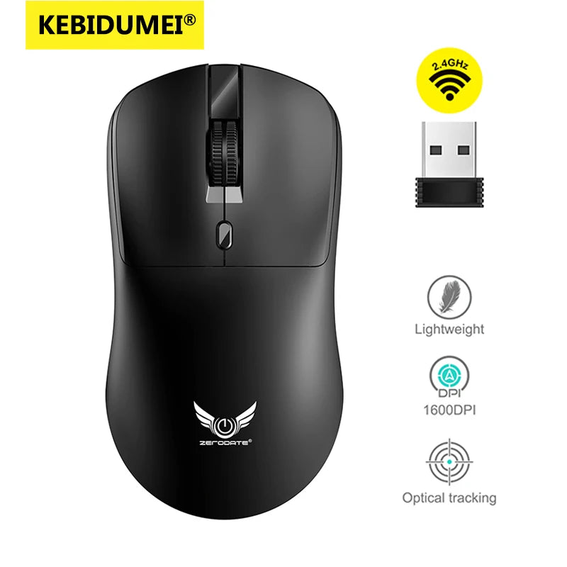 2.4G Wireless Mouse Ergonomic Adjustable 800-1200-1600 DPI SuperLight