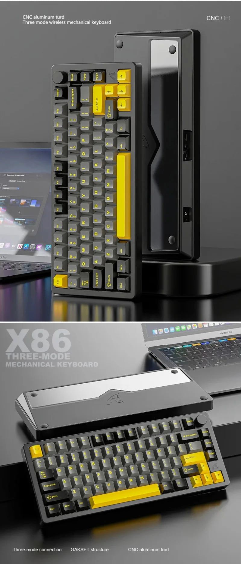 ATTACK SHARK X86 75% Aluminum Wireless Mechanical Gaming Keyboard