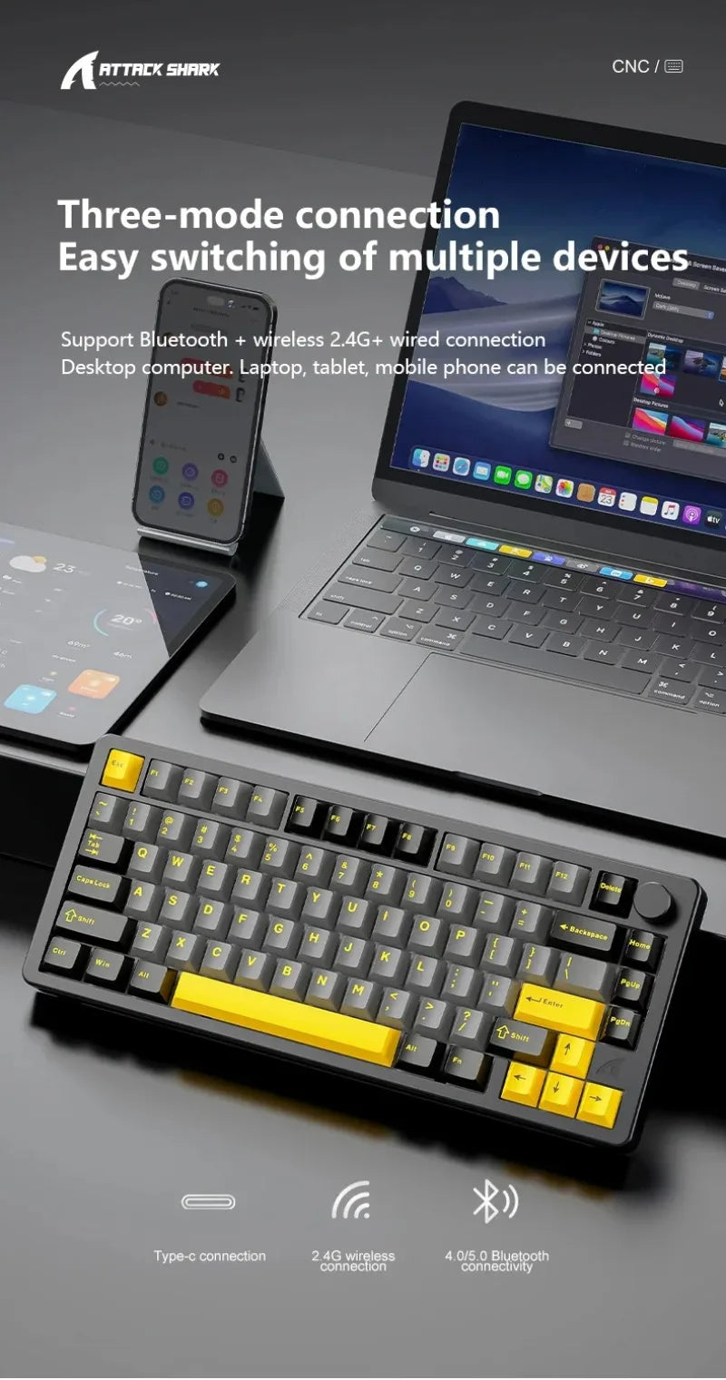 ATTACK SHARK X86 75% Aluminum Wireless Mechanical Gaming Keyboard