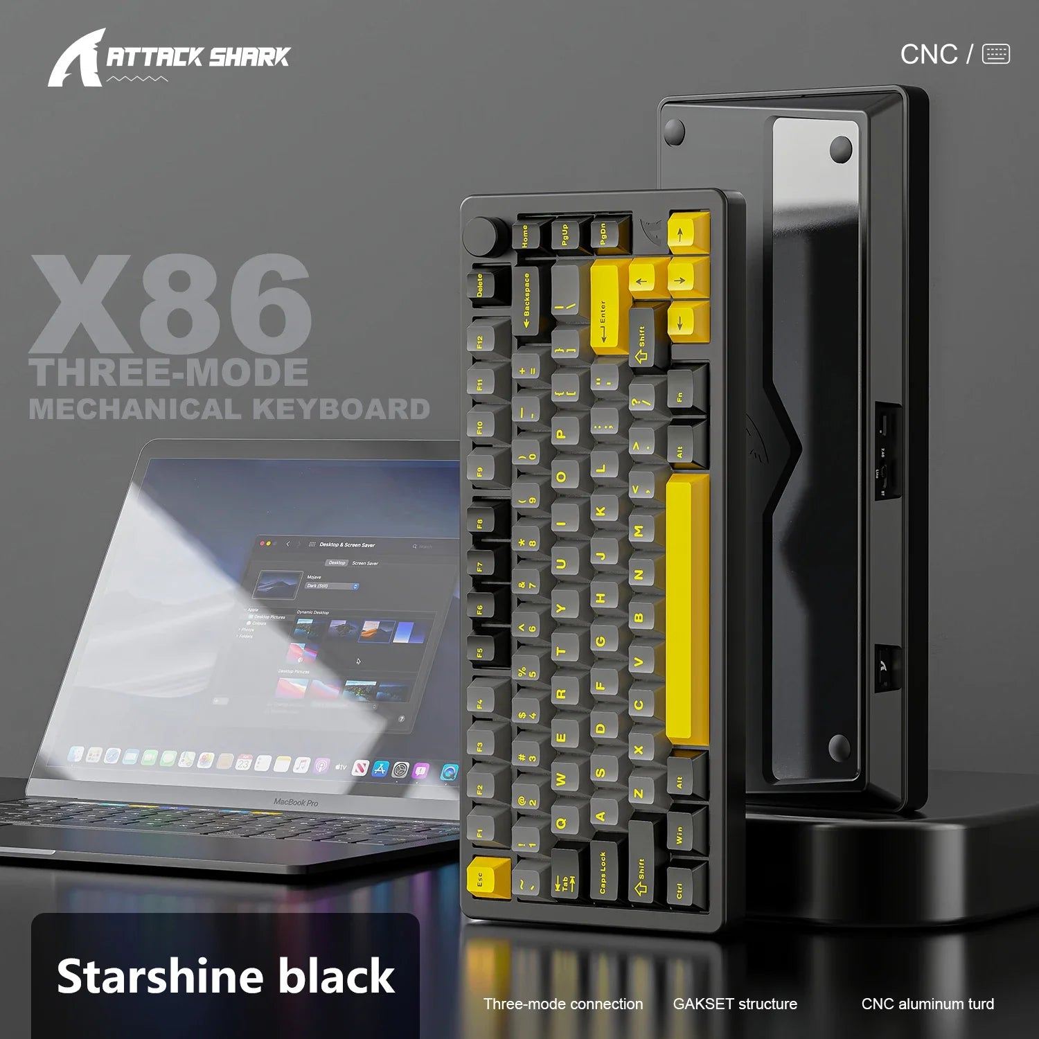 ATTACK SHARK X86 75% Aluminum Wireless Mechanical Gaming Keyboard
