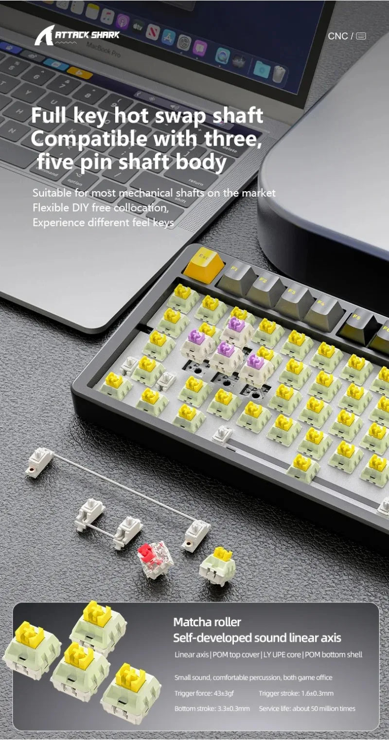 ATTACK SHARK X86 75% Aluminum Wireless Mechanical Gaming Keyboard