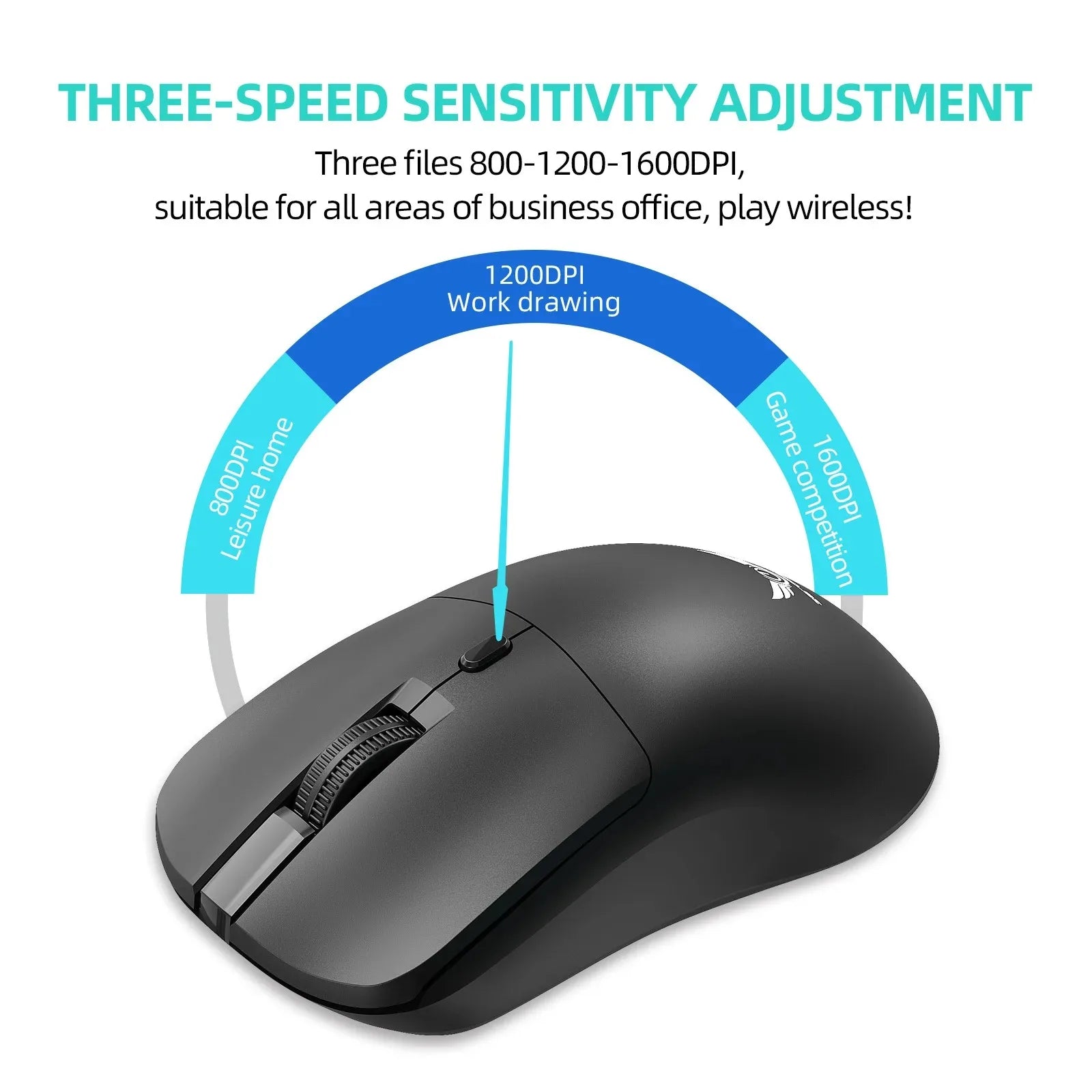 2.4G Wireless Mouse Ergonomic Adjustable 800-1200-1600 DPI SuperLight